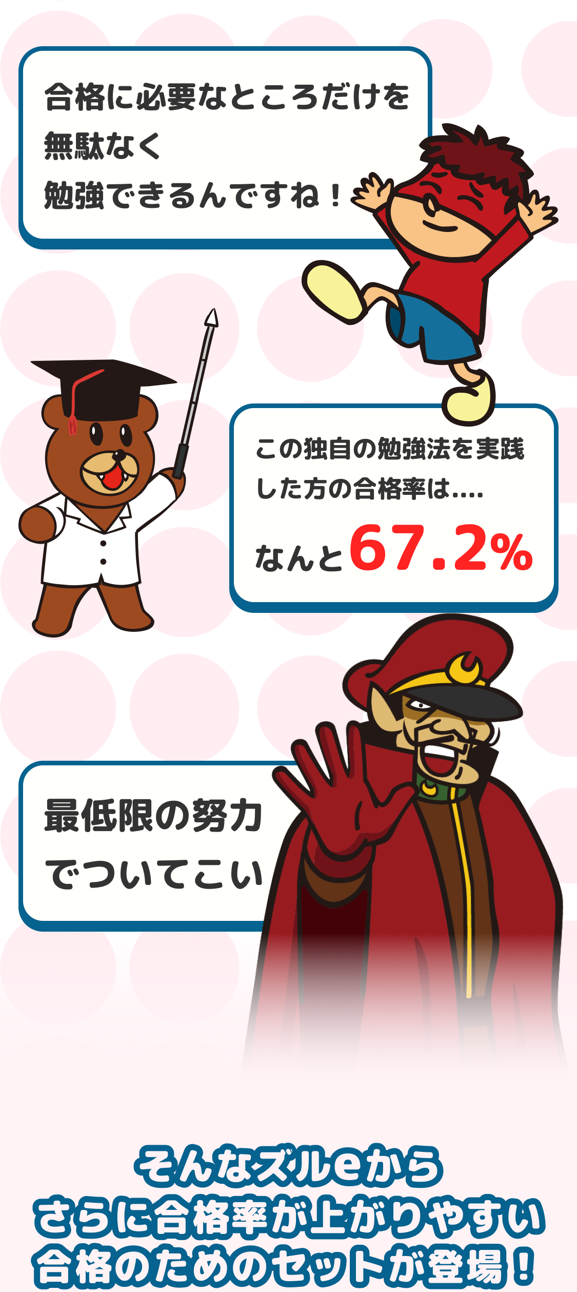 この独自の勉強法を実践した方の合格率は....なんと91.4%※首都圏受験の個人申込者